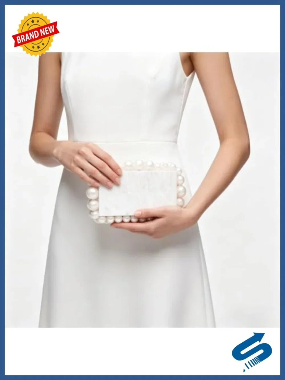 Acrylic Beaded Evening Clutch Marble Textured Retro Purse for Wedding Party Prom
